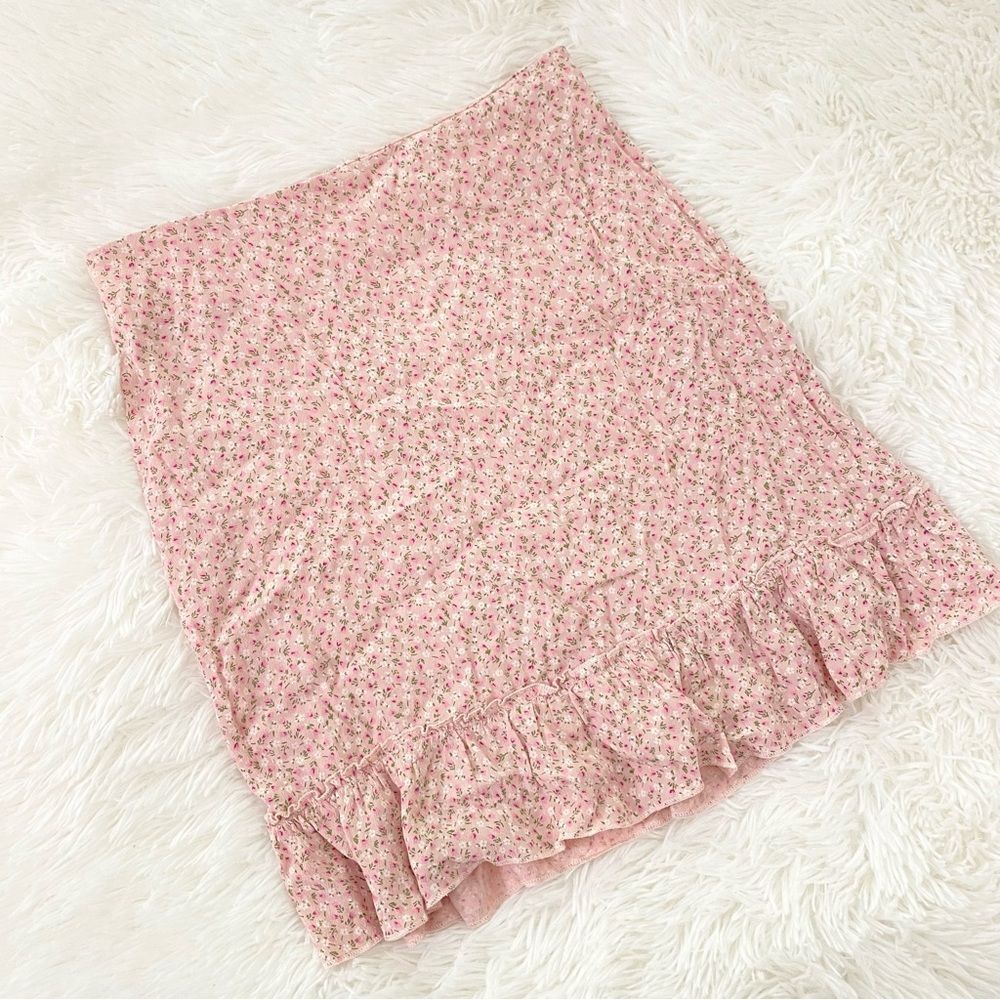 Brandy Melville Pink Floral Pencil Skirt